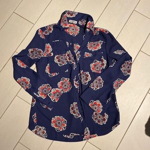 Purple Express button down shirt with floral detailing